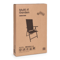 Krzesło ogrodowe składane stalowe z regulacją oparcia szare MultiGarden
