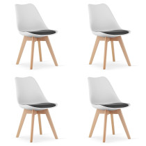 Zestaw komplet krzeseł  biało czarne drewniane nogi 4szt