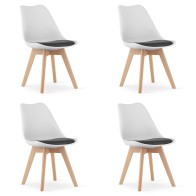 Zestaw komplet krzeseł  biało czarne drewniane nogi 4szt