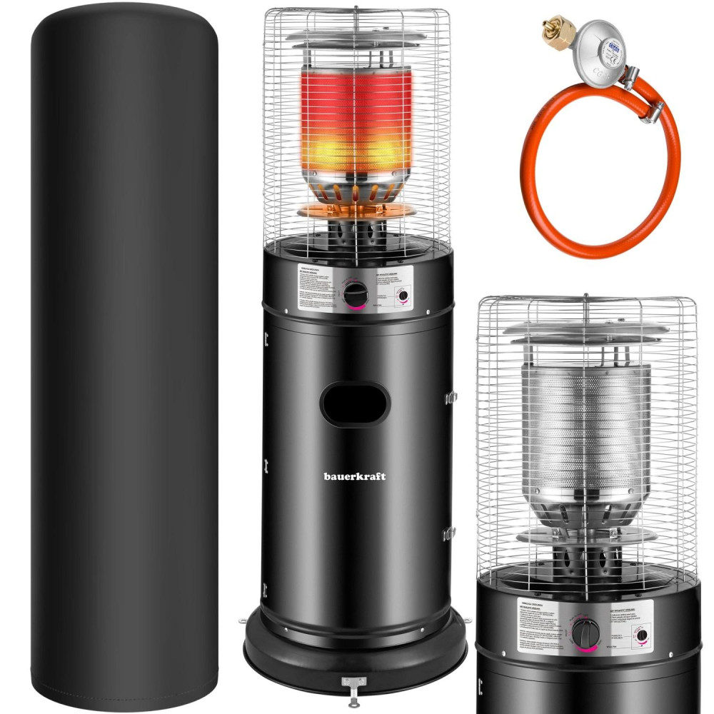 Ogrzewacz gazowy grzejnik 11 kW szklany na ogród patio reduktor wąż pokrowiec