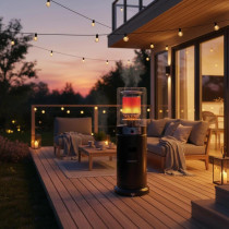 Ogrzewacz gazowy grzejnik 11 kW szklany na ogród patio reduktor wąż pokrowiec