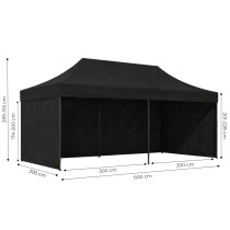 Pawilon ogrodowy eventowy automatyczny samorozkładalny namiot 3x6 m czarny MultiGarden