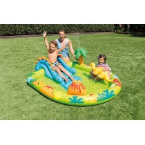 Basen dmuchany dla dzieci wodny plac zabaw z dinozaurami zjeżdżalnia fontanna INTEX 57166