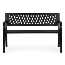 Ławka ogrodowa z ażurowym oparciem 120x50 cm metalowa parkowa czarna MultiGarden