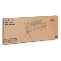 Drewniana ławka ogrodowa 126x51 cm z ażurowym oparciem i żeliwnymi nogami parkowa MultiGarden