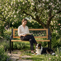 Drewniana ławka ogrodowa z ażurowym oparciem 118x52 cm parkowa MultiGarden