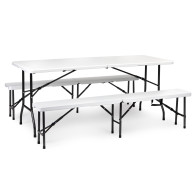 Zestaw cateringowy stół bankietowy 180cm 2 ławki biały ModernHome