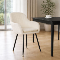 Krzesło tapicerowane welurowe nowoczesne do jadalni salonu kremowe ModernHome