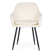 Krzesło tapicerowane welurowe nowoczesne do jadalni salonu kremowe ModernHome