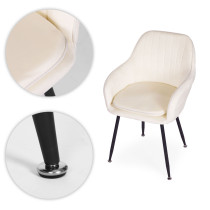 Krzesło tapicerowane welurowe nowoczesne do jadalni salonu kremowe ModernHome