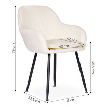 Krzesło tapicerowane welurowe nowoczesne do jadalni salonu kremowe ModernHome