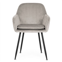 Krzesło tapicerowane welurowe nowoczesne do jadalni salonu jasny szary ModernHome