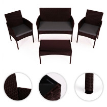 Komplet mebli ogrodowych z technorattanu ławka stolik krzesła ciemny brąz MultiGarden