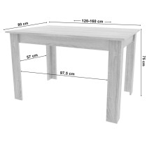 Stół rozkładany prostokątny 120-160x80 cm do kuchni jadalni dla 4-6 osób dąb artisan