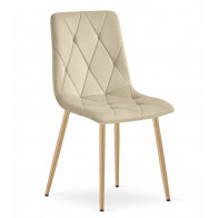 Krzesło tapicerowane welurowe do jadalni salonu pikowane beżowe