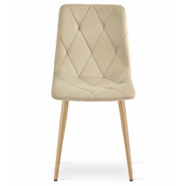 Krzesło tapicerowane welurowe do jadalni salonu pikowane beżowe