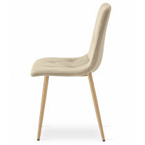 Krzesło tapicerowane welurowe do jadalni salonu pikowane beżowe