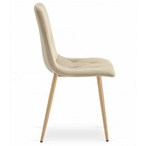 Krzesło tapicerowane welurowe do jadalni salonu pikowane beżowe