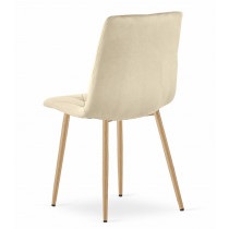 Krzesło tapicerowane welurowe do jadalni salonu pikowane beżowe