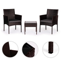 Komplet mebli ogrodowych z technorattanu 2 krzesła stolik ciemny brąz MultiGarden