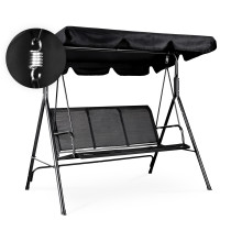Huśtawka ogrodowa 3-osobowa bujana wolnostojąca stalowa czarna MultiGarden