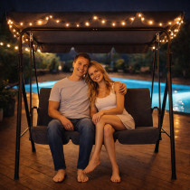 Huśtawka ogrodowa 3-osobowa bujana wolnostojąca stalowa szara MultiGarden