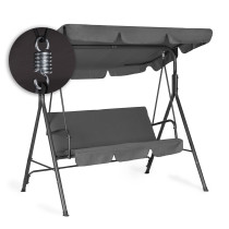 Huśtawka ogrodowa 3-osobowa bujana wolnostojąca stalowa szara MultiGarden