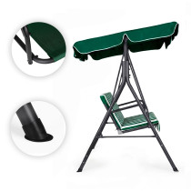 Huśtawka ogrodowa 3-osobowa bujana wolnostojąca stalowa w paski zielono-białe MultiGarden