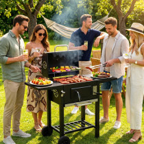 Grill węglowy ogrodowy z pokrywą regulacja rusztu termometr popielnik MultiGarden