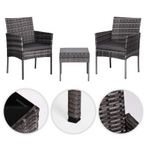 Komplet mebli ogrodowych z technorattanu 2 krzesła stolik szary MultiGarden