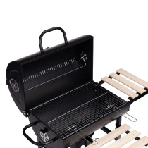 Grill węglowy ogrodowy z pokrywą termometr popielnik drewniane półki MultiGarden