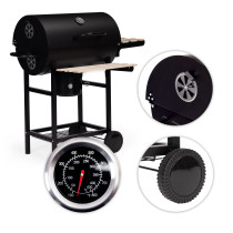 Grill węglowy ogrodowy z pokrywą termometr popielnik drewniane półki MultiGarden