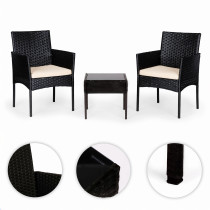 Komplet mebli ogrodowych z technorattanu 2 krzesła stolik czarny MultiGarden
