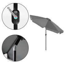 Parasol ogrodowy duży 3 m skośny łamany z korbą szary MultiGarden