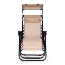 Leżak ogrodowy plażowy regulacja oparcia ruchomy daszek MultiGarden - beżowy
