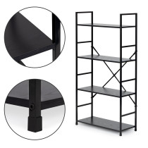 Regał drewniany szeroki 4 półki nowoczesny LOFT czarny ModernHome