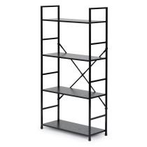 Regał drewniany szeroki 4 półki nowoczesny LOFT czarny ModernHome