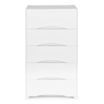 Regał z 5 wysuwanymi szufladami nogi z kółkami - biały ModernHome