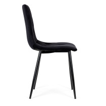 Komplet 4 krzeseł krzesło pikowane welurowe do jadalni i salonu czarne ModernHome