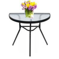 Stolik szklany kawowy na balkon taras patio półokrągły czarny