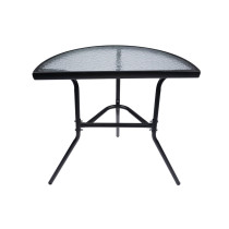 Stolik szklany kawowy na balkon taras patio półokrągły czarny