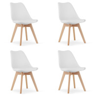 Zestaw komplet krzeseł MARK białe drewniane nogi 4szt