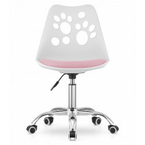 Krzesło PRINT biało-różowe ekoskóra obrotowe chromowana podstawa