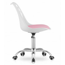Krzesło PRINT biało-różowe ekoskóra obrotowe chromowana podstawa