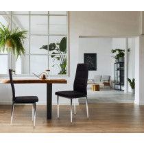 Zestaw 4 krzeseł do salonu jadalni proste pikowane krzesło chromowane nogi czarne