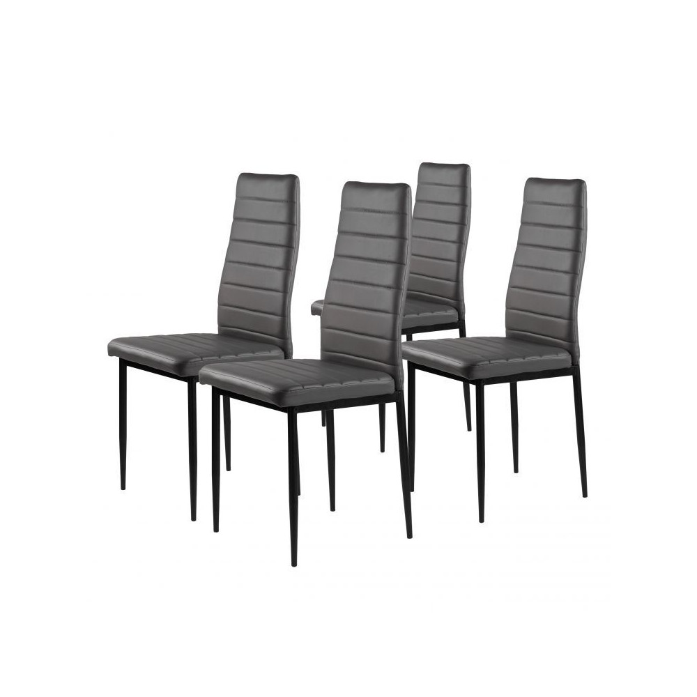 Zestaw 4 krzeseł do salonu jadalni z ekoskóry wyprofilowane oparcie szare