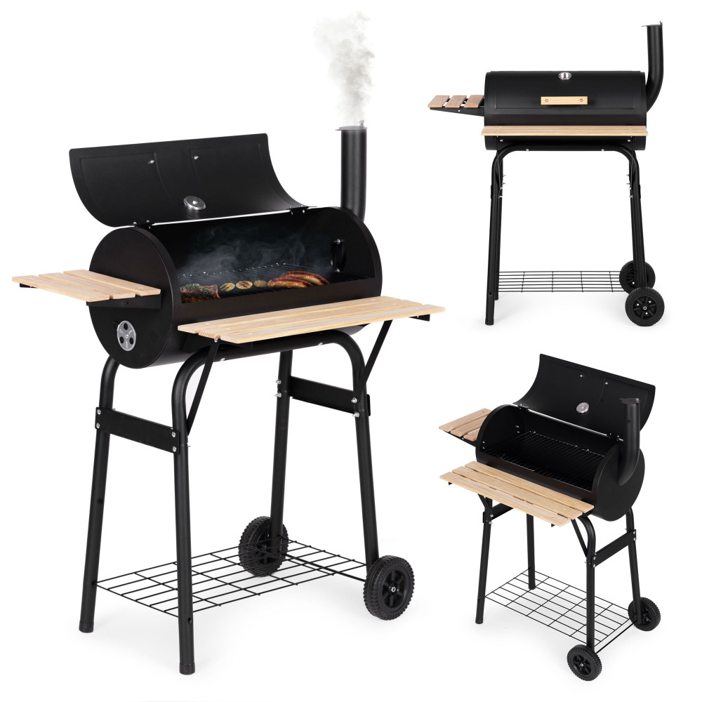 Duży grill ogrodowy z termometrem komin 3 półki koła MultiGarden