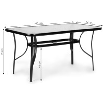 Stół ogrodowy 160x90 cm szkło hartowane duży blat na taras ogród otwór na parasol MultiGarden