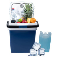 Lodówka turystyczna przenośna samochodowa 29L 220-240V DC12V funkcja grzania wkład gratis niebieska