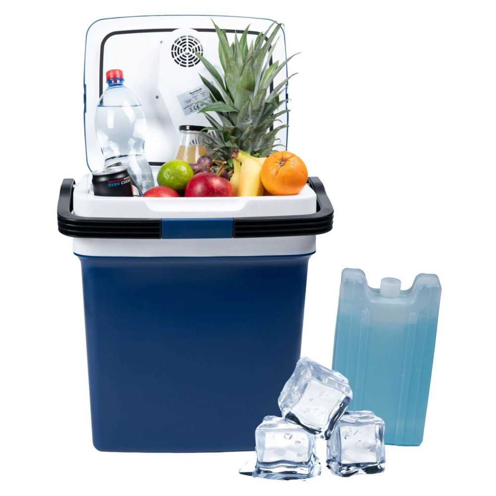 Lodówka turystyczna przenośna samochodowa 29L 220-240V DC12V funkcja grzania wkład gratis niebieska